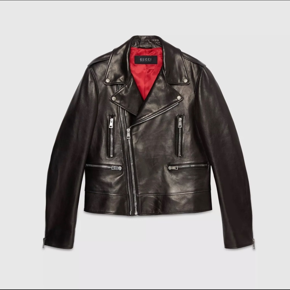 NEW $5500 GUCCI LEATHER BIKER JACKET SIZE 54